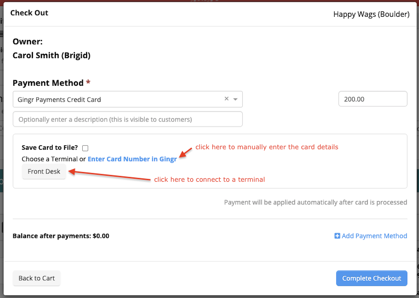 Checkout payment method selection screen.