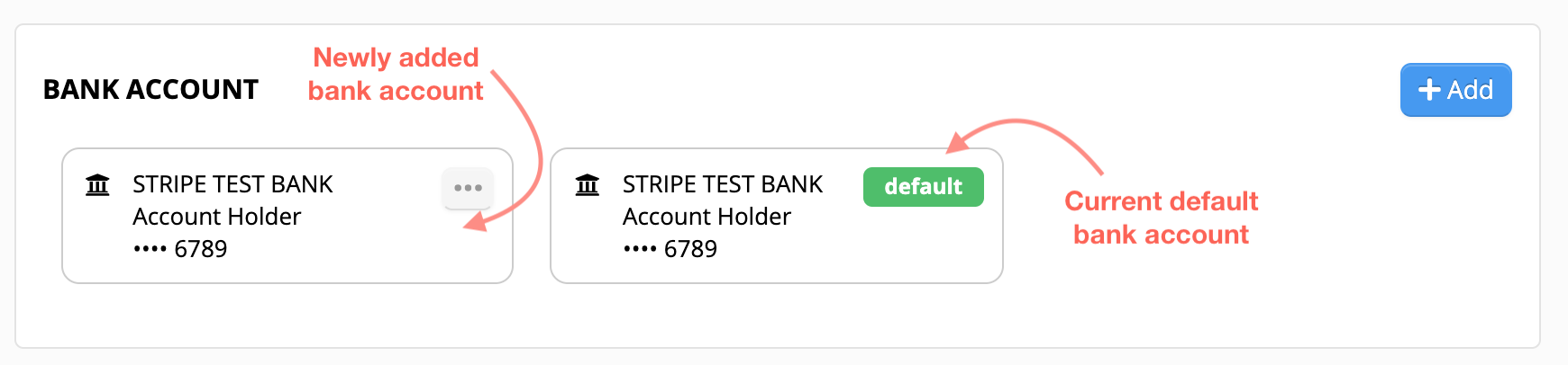 Bank account selection interface