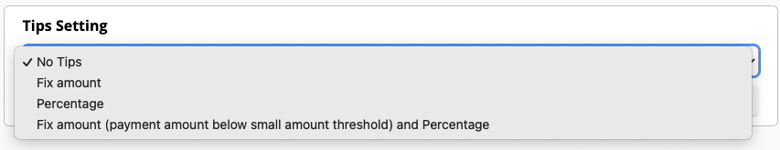 Tips setting dropdown menu options