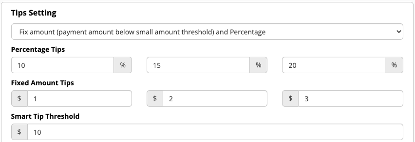 Tips setting options and thresholds.