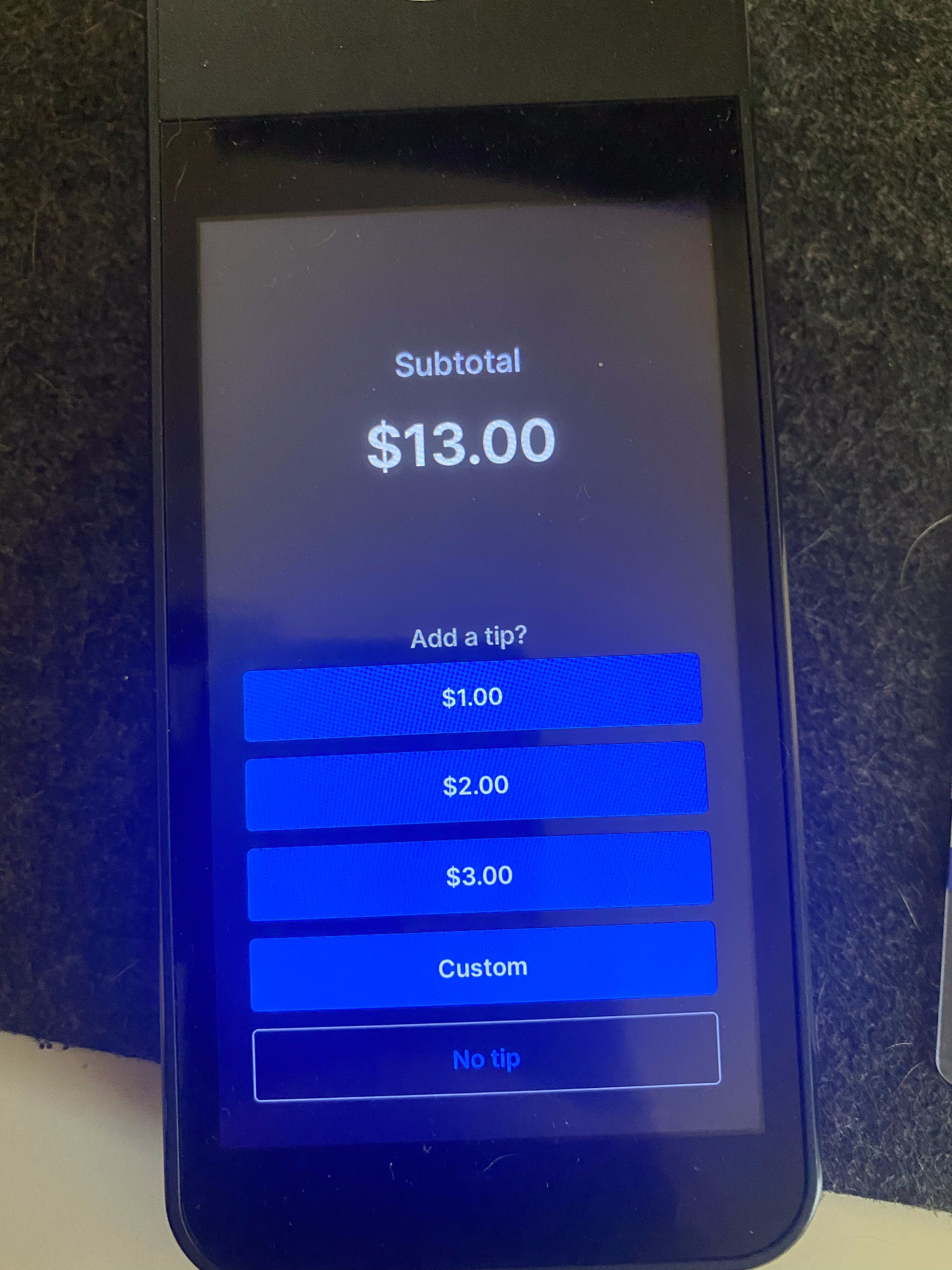 Add Tip Screen