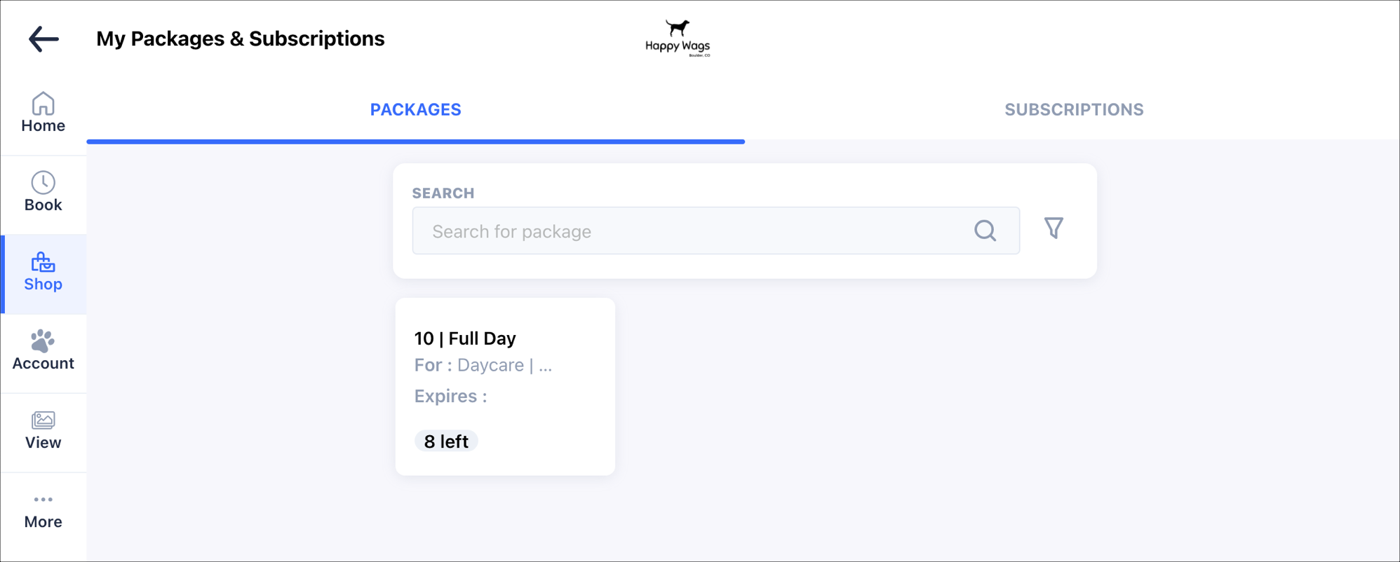Package details with 8 full days left.