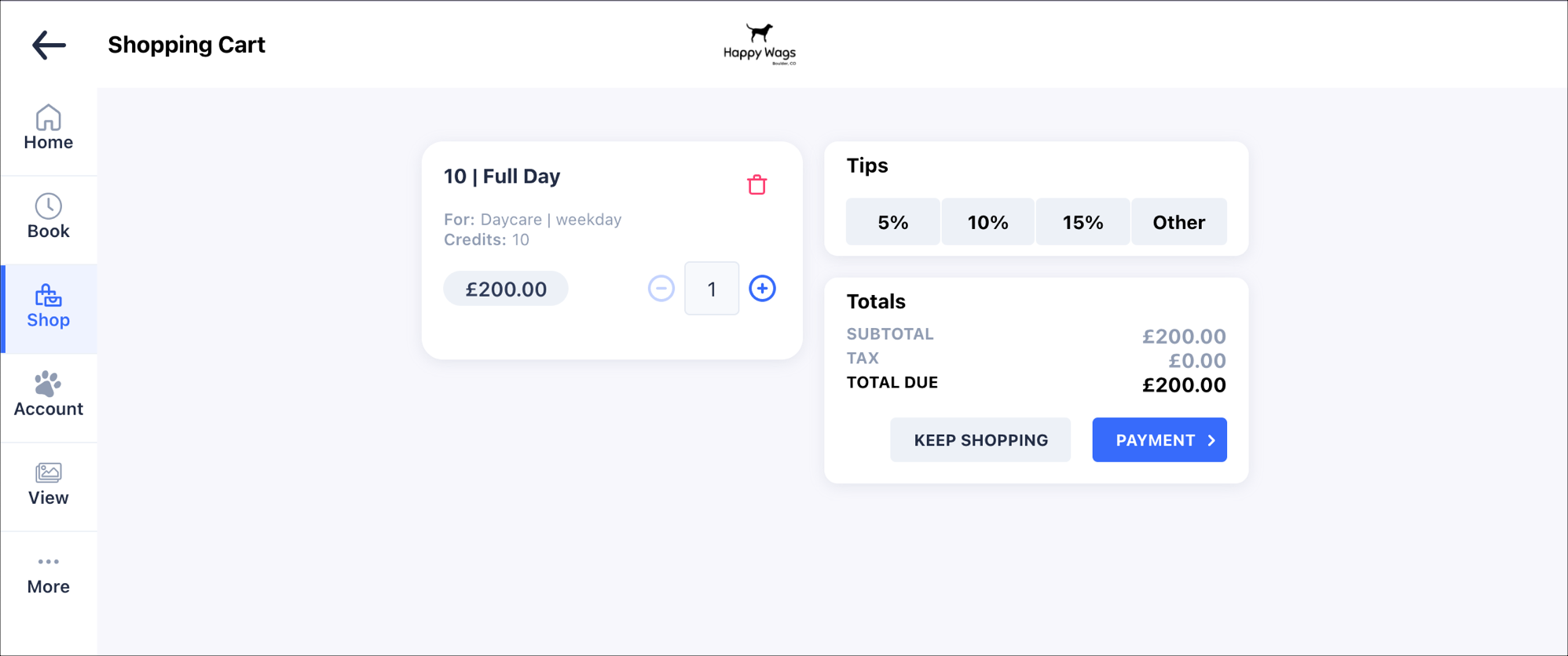 Shopping cart with payment options