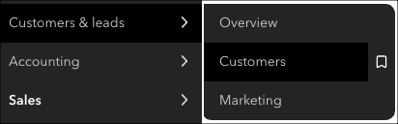 Menu with options for Customers and Sales.