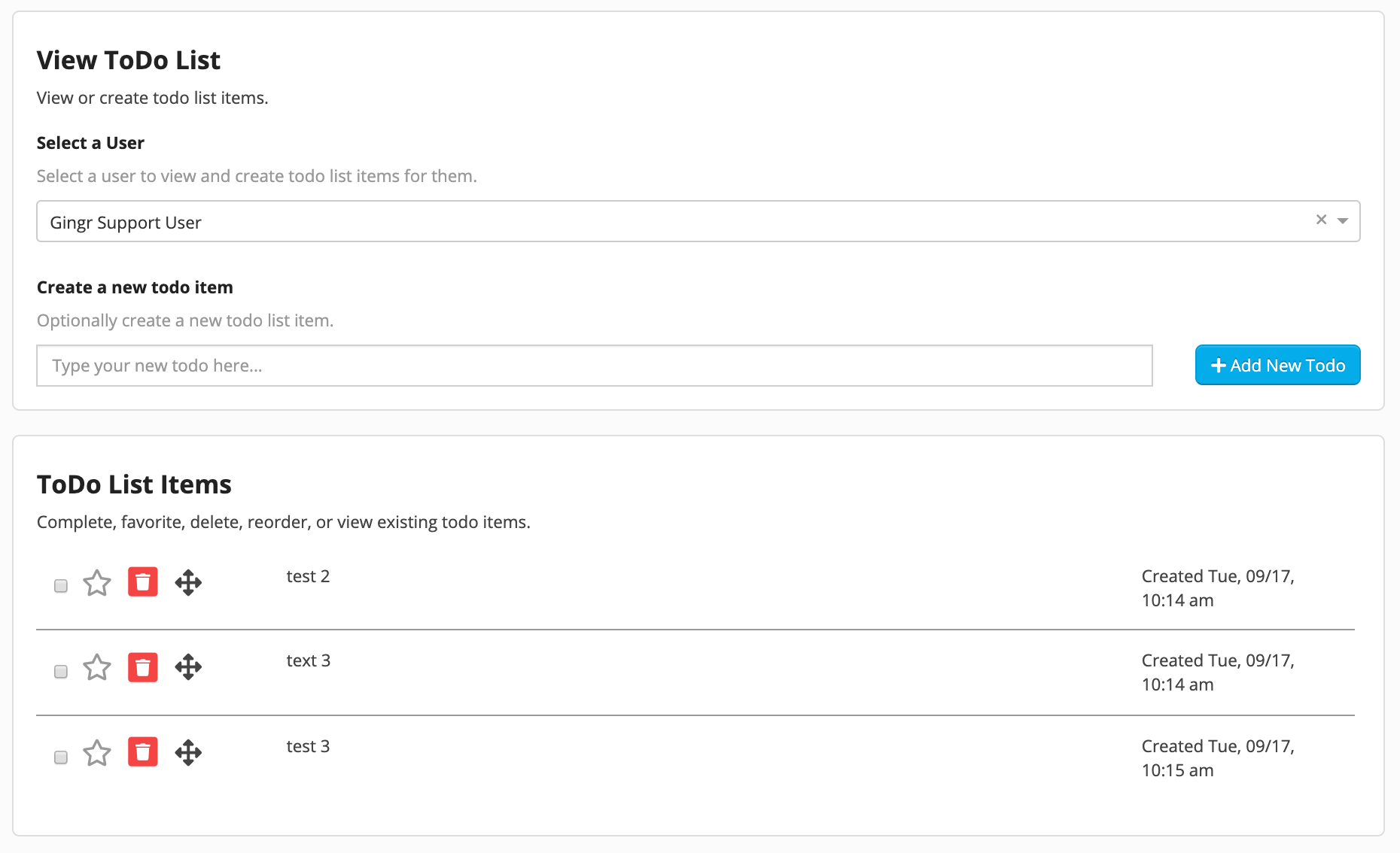 ToDo list interface with tasks and options.
