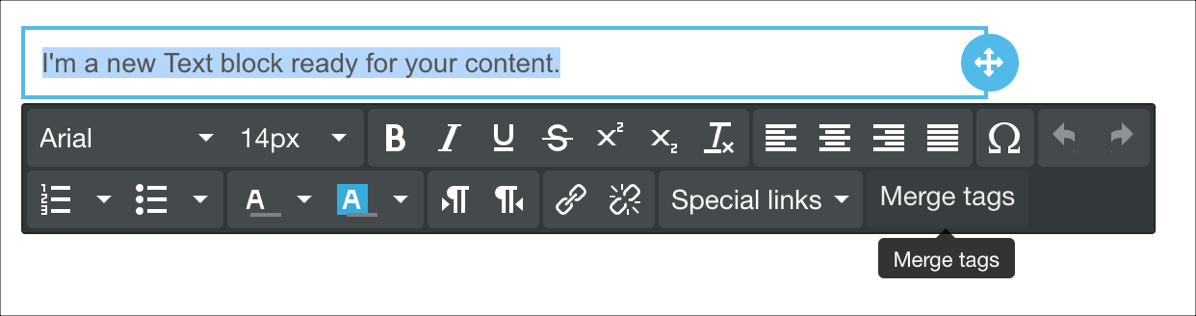 Text editor toolbar with formatting options.