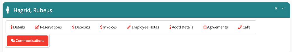 Communications tab highlighted in menu.