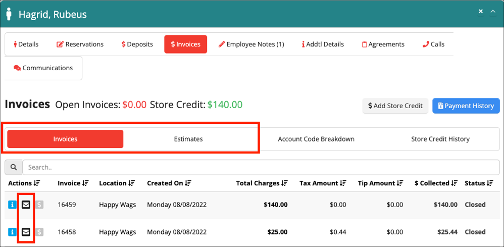 Invoice management dashboard interface.