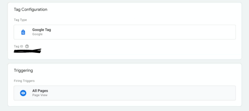Google Tag configuration screen