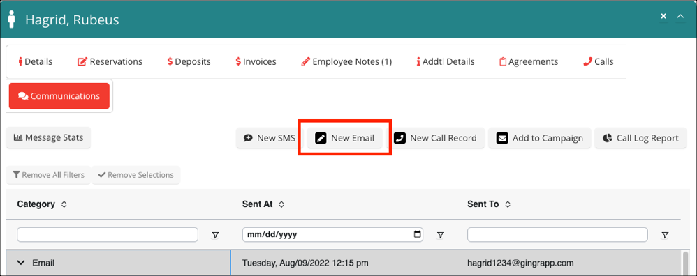 New Email" button highlighted on a dashboard.