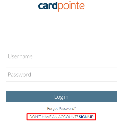 Login page with username and password fields.