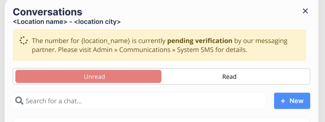 Conversations interface with verification alert.