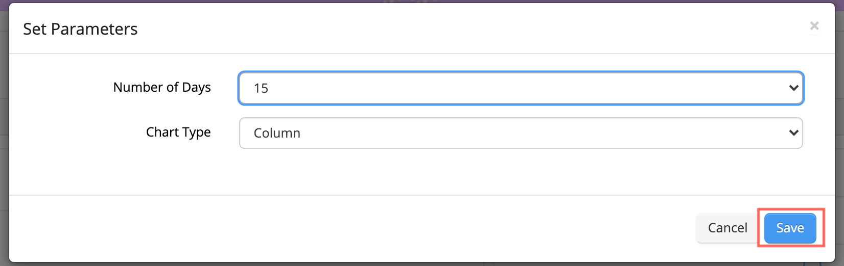 Set Parameters" dialog box with save button.