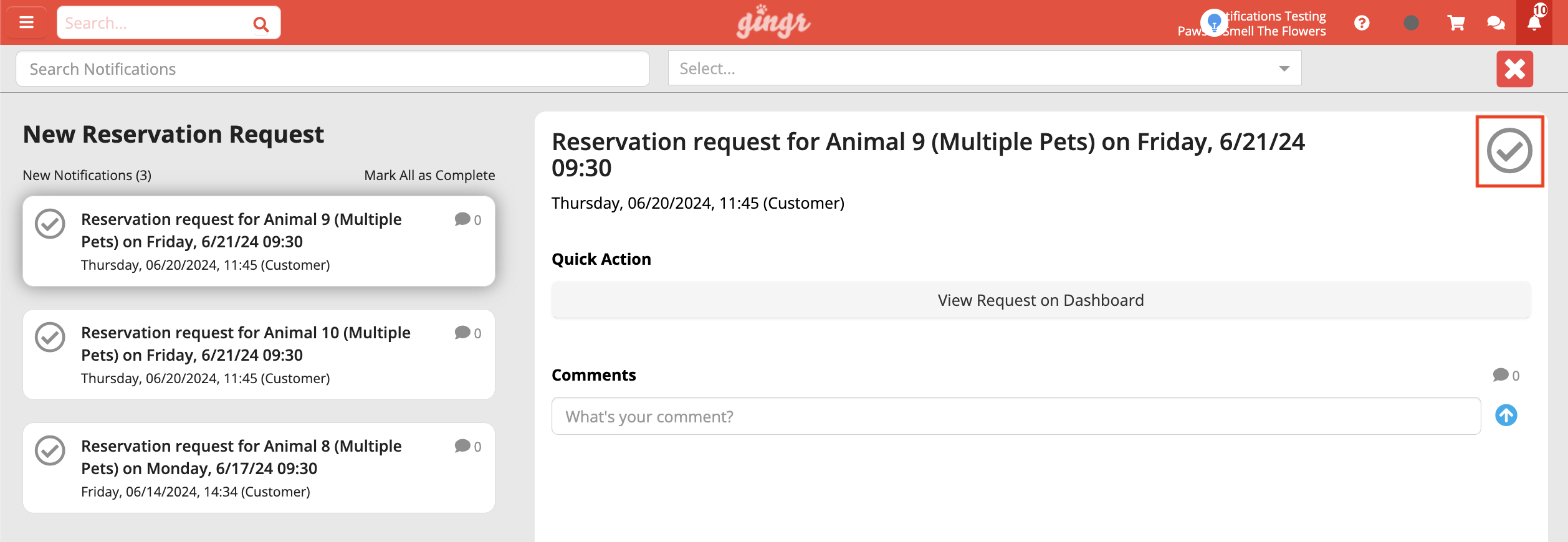 Reservation requests for multiple pets.