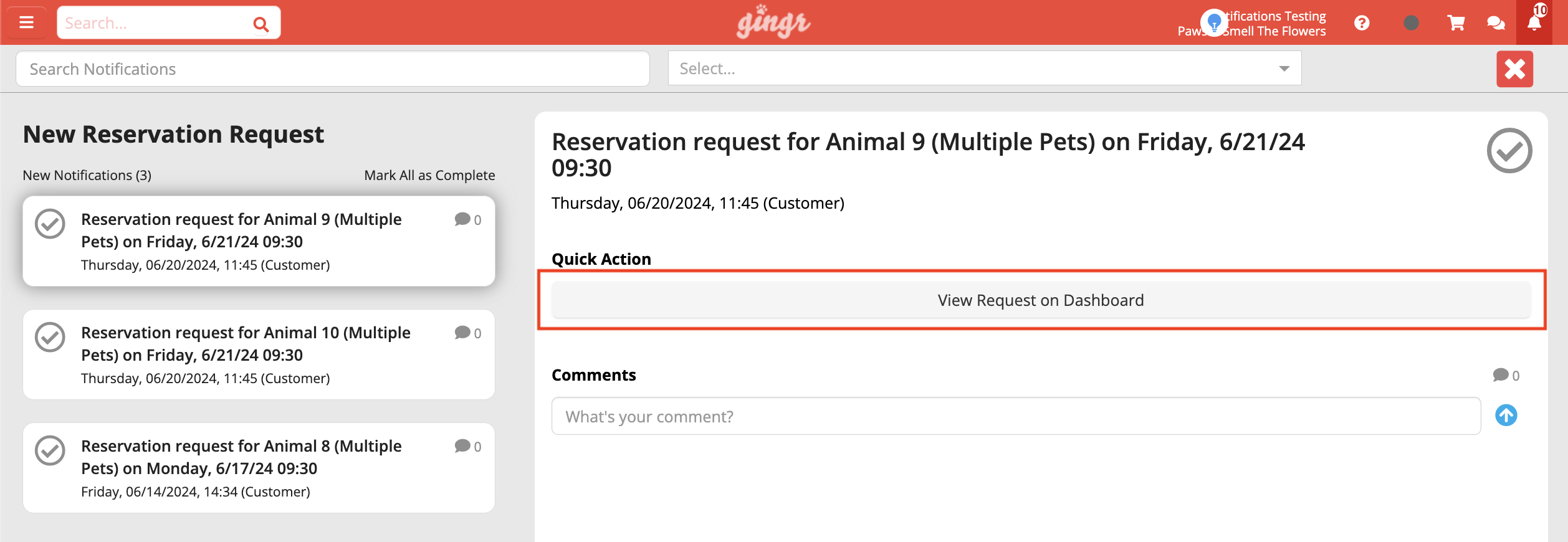 Reservation requests for multiple pets.
