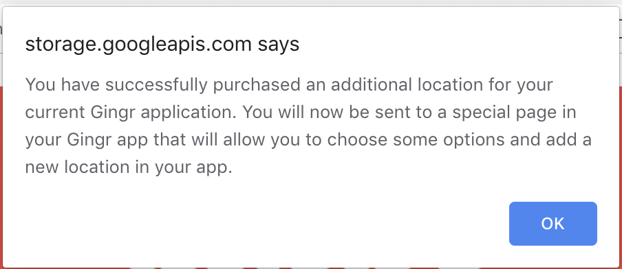 Confirmation message with OK button