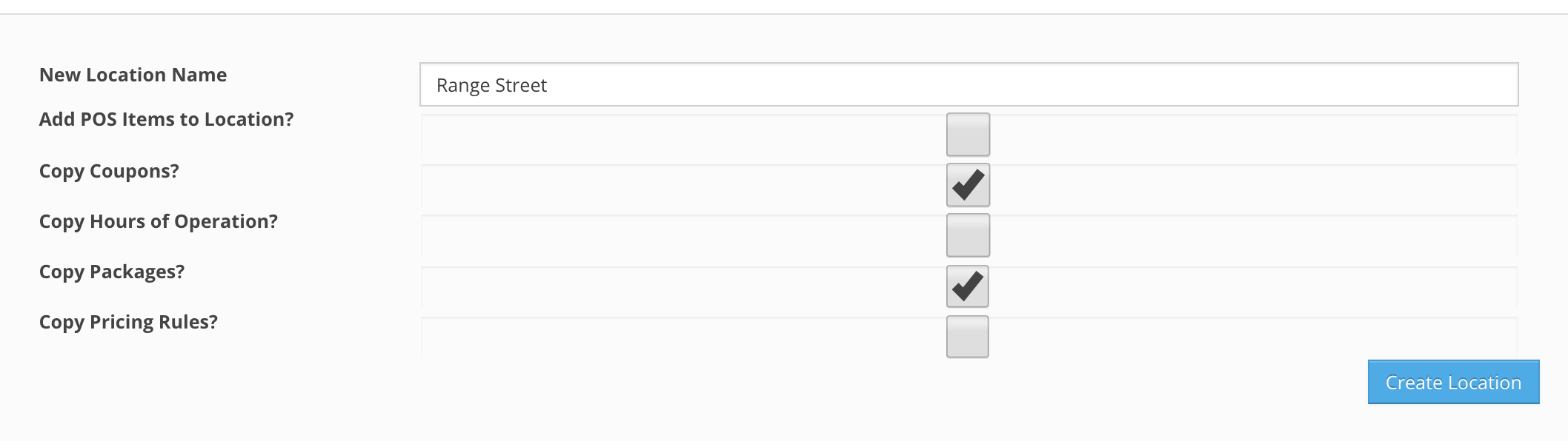 Form for creating a new location.