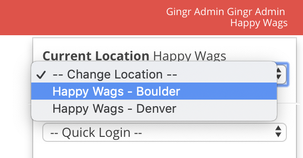 Location dropdown menu with options