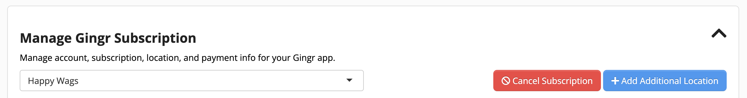 Manage Gingr Subscription interface options.
