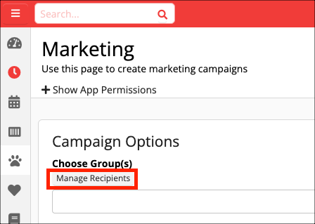 Marketing campaign options interface