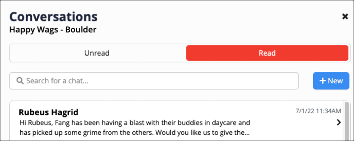 Chat interface with message preview