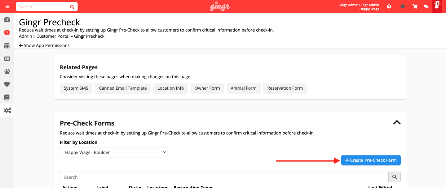 Create Pre-Check Form button highlighted.