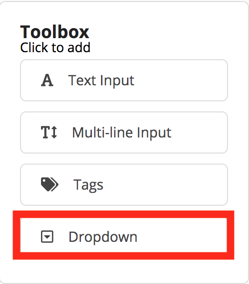 Toolbox with dropdown option highlighted