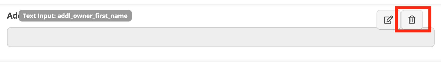 Text input field with edit and delete icons.
