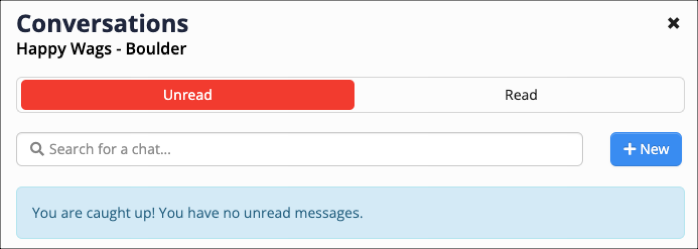 Chat interface with no unread messages.