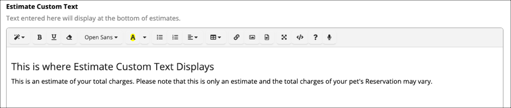 Estimate custom text editor interface