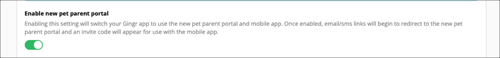 Toggle for new pet parent portal