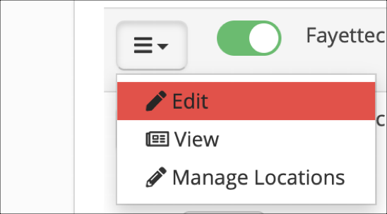 Dropdown menu with edit option highlighted.