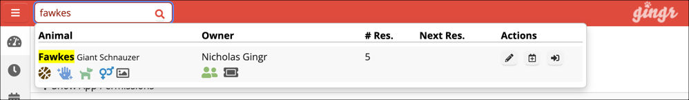 Search result for 'Fawkes' in a database.