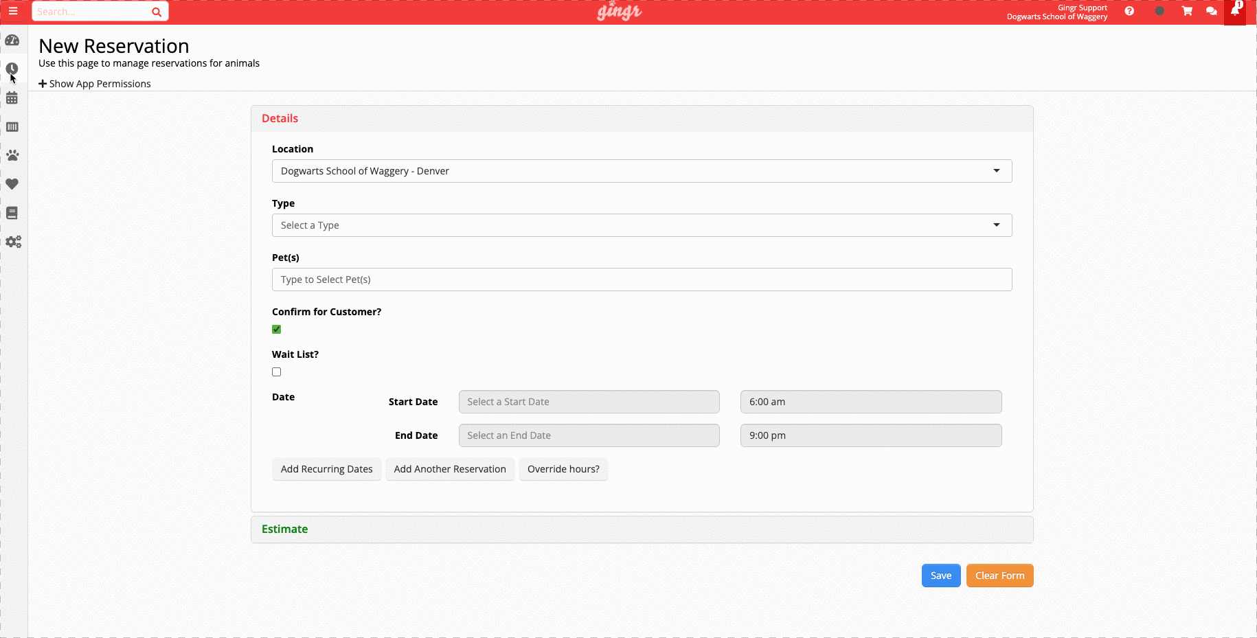 Run Reservation Estimates for Peak Dates