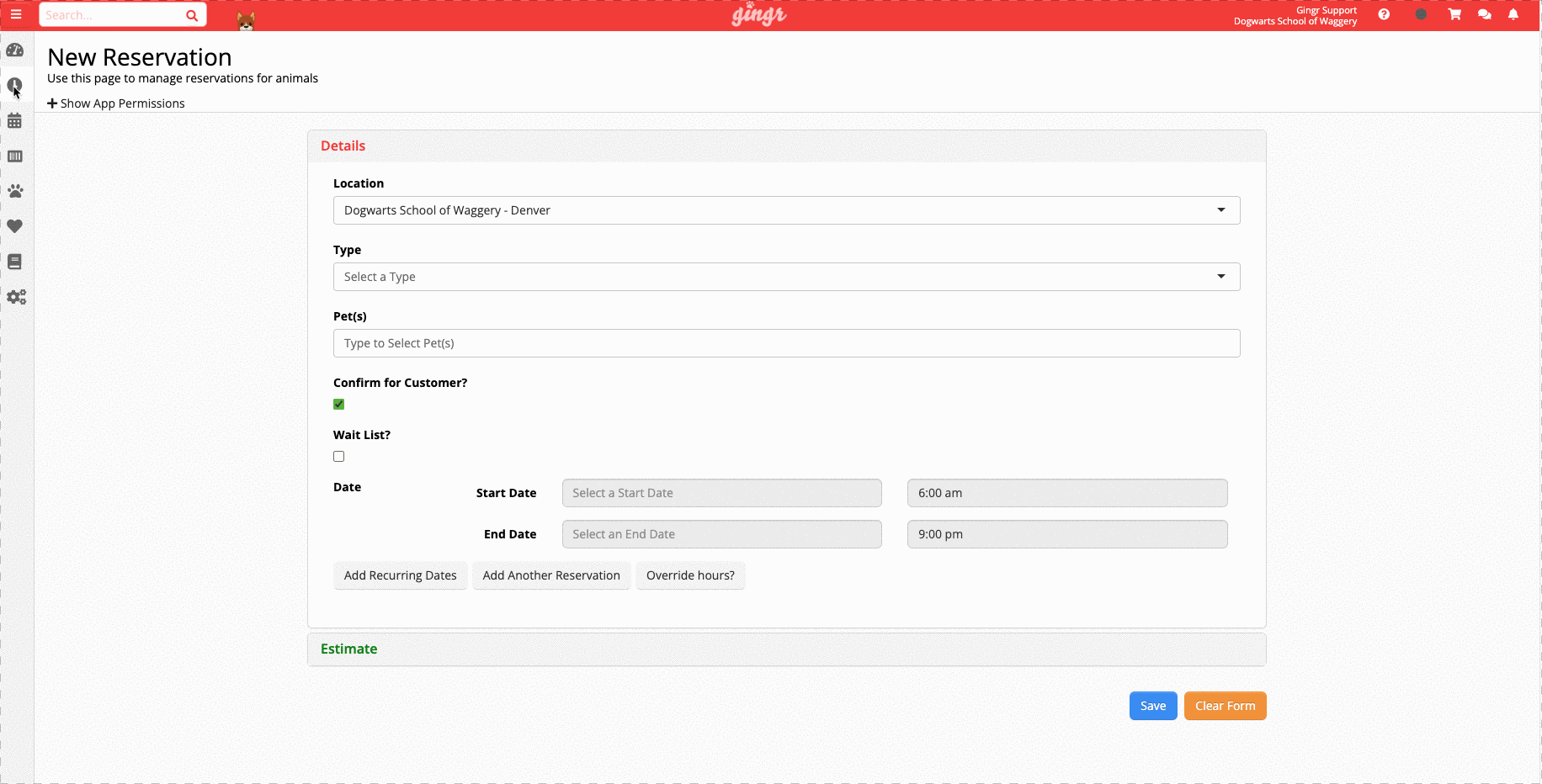 Run Reservation Estimates for Hours Based Rules