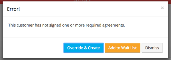 Error message with action buttons.