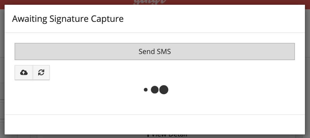 Awaiting Signature Capture screen with Send SMS button.