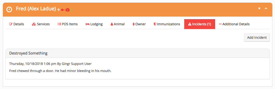 Incident report: Fred chewed through a door.