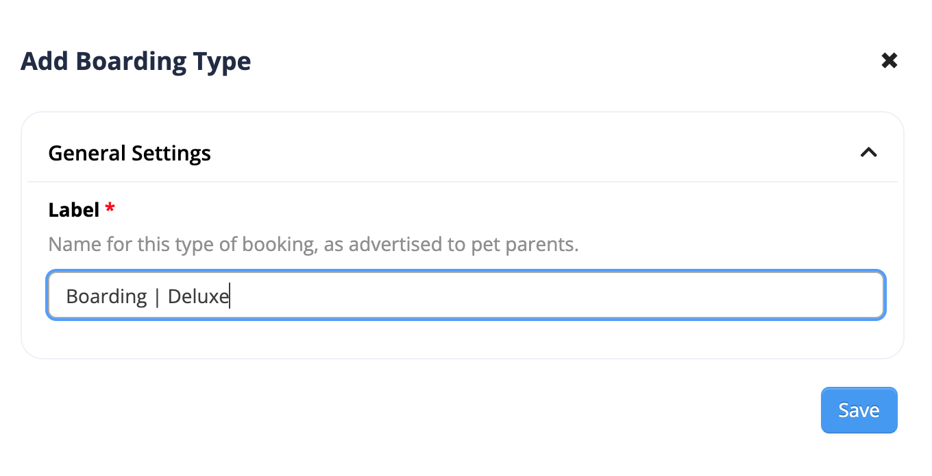 Add Boarding Type form interface