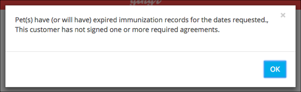 Expired pet immunization records alert.