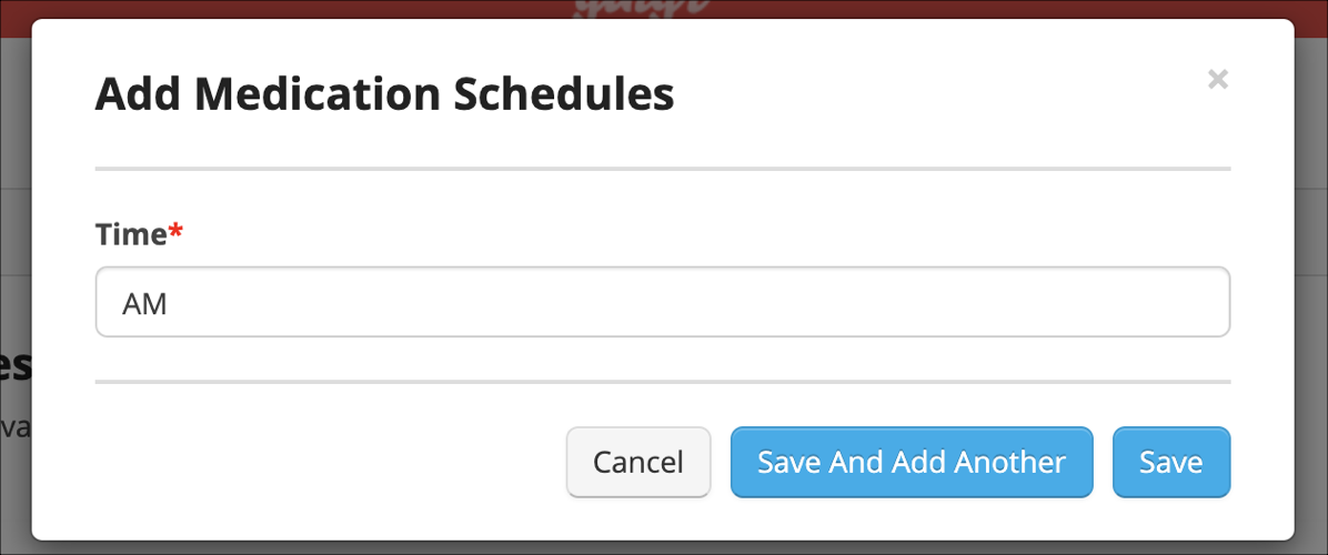 Add Medication Schedules dialog box