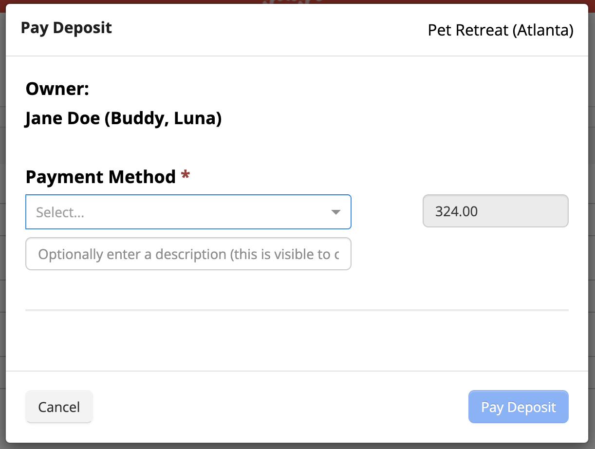 Collect deposits in Gingr
