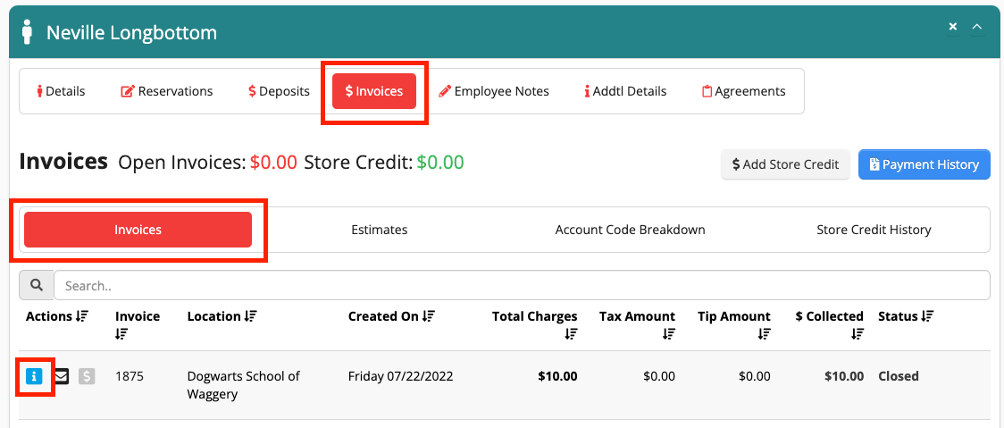 Invoice management dashboard screenshot