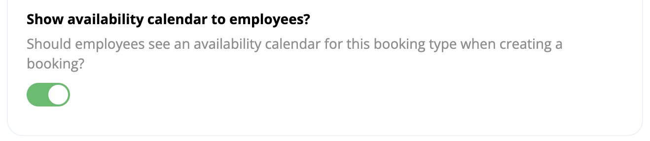 Toggle for employee calendar visibility