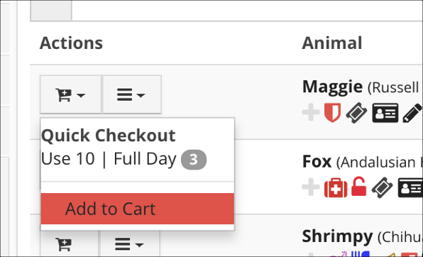 Quick Checkout menu with Add to Cart button.