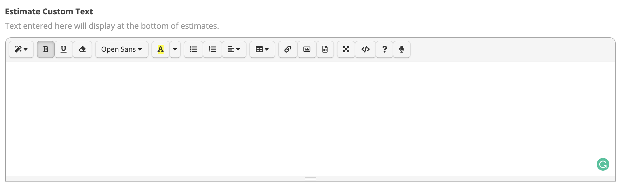 Text editor interface with formatting options.