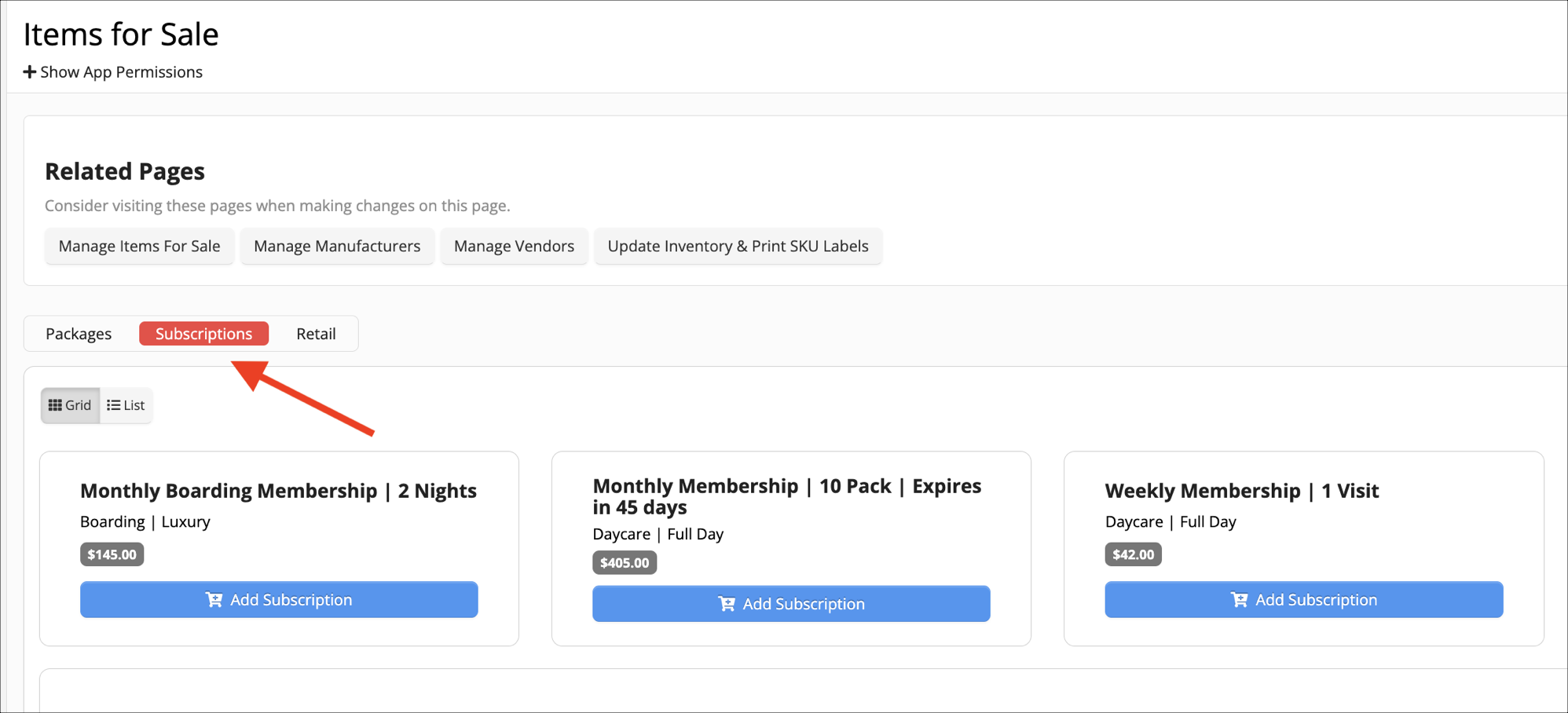 Subscription options for sale