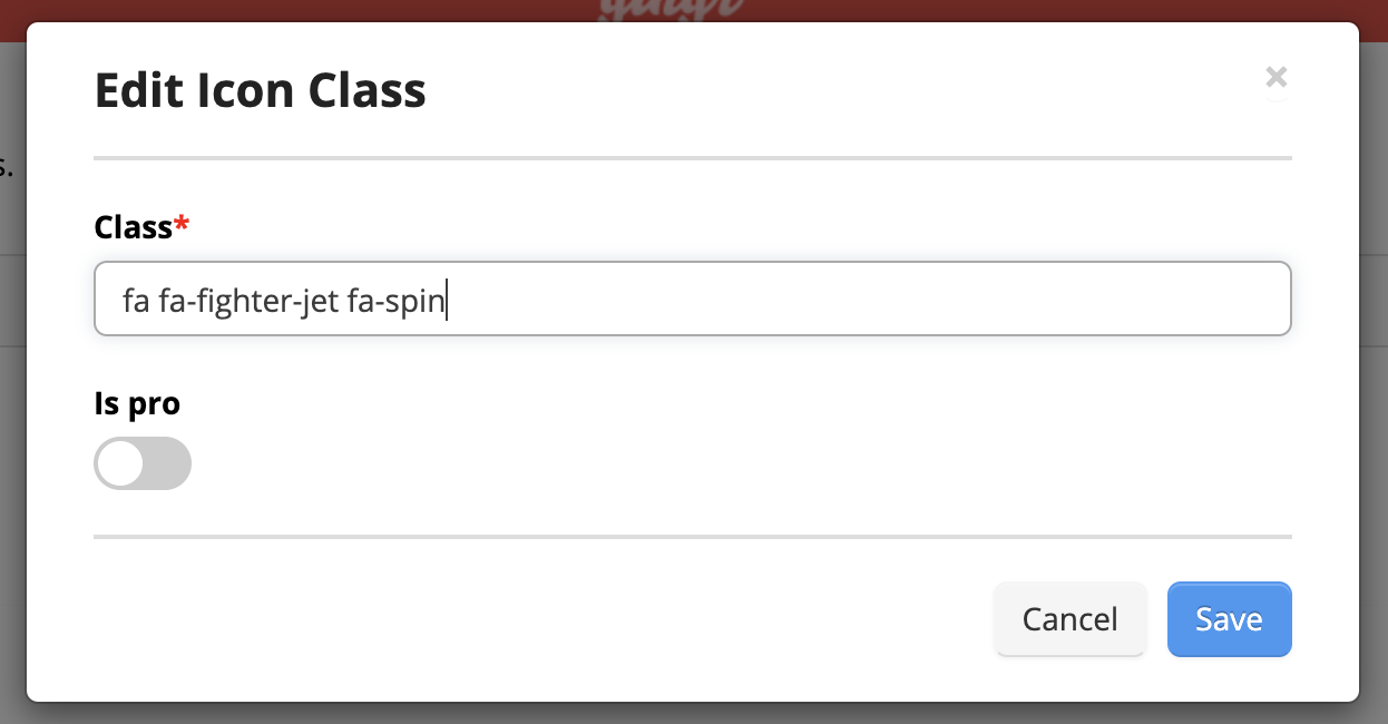Edit Icon Class" dialog box.