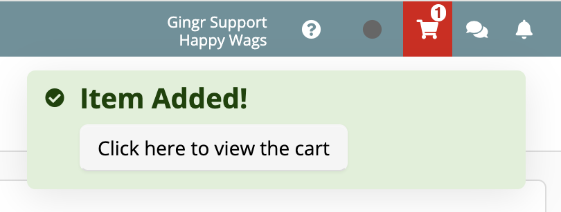 Item added to cart notification.