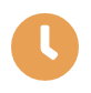 Clock icon on orange background.
